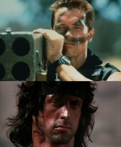 Rambo vs Commando - Rambo III 1988 Columbia Tristar - Commando 20th Century Fox 1985